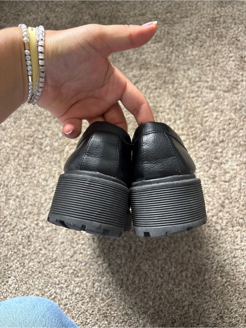 Sincerly Jules Black Chunky Lug Slip-On Loafers - Picture 4 of 11